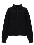 Ami Paris Unisex Wool Sweater with Buttons Black