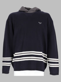 Emporio Armani Men's Maglia in Lana Con Cappuccio Blue
