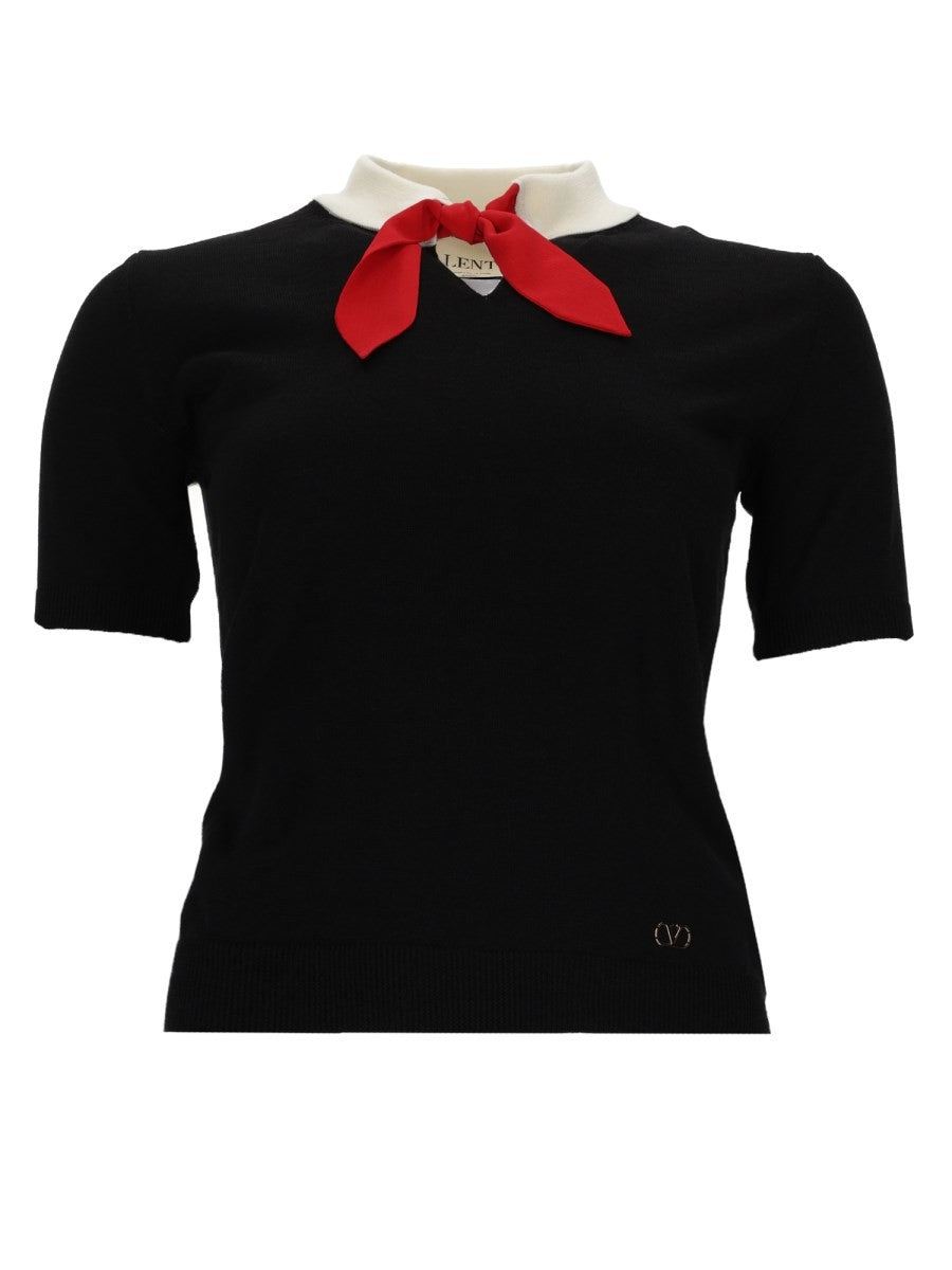 Valentino Women's Maglia in Lana Con Fiocco Black