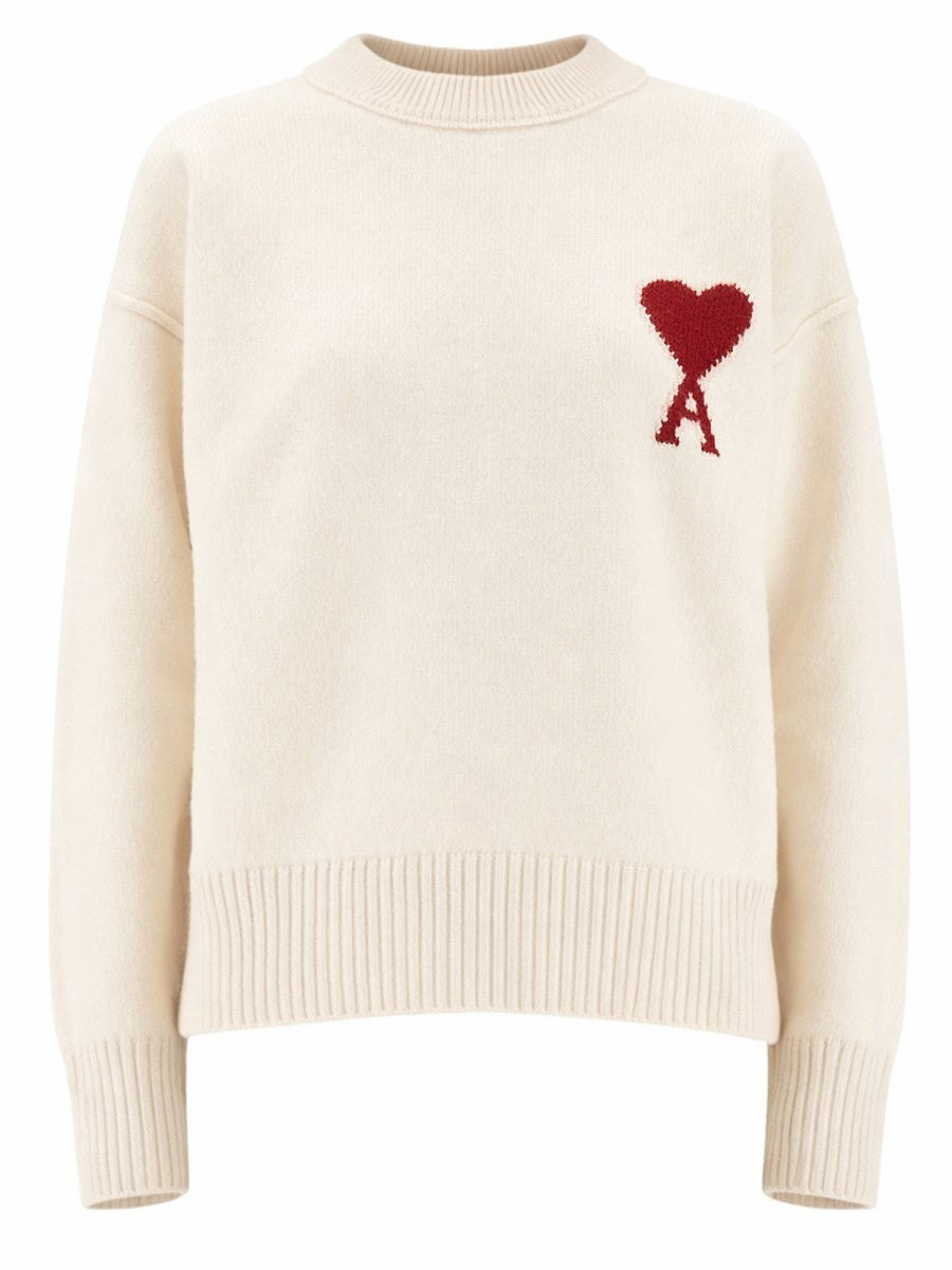 Ami Paris Unisex Wool Sweater White