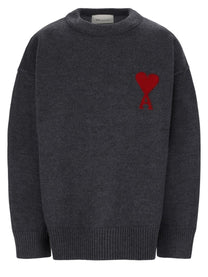 Ami Paris Unisex Maglia in Lana Con Grey