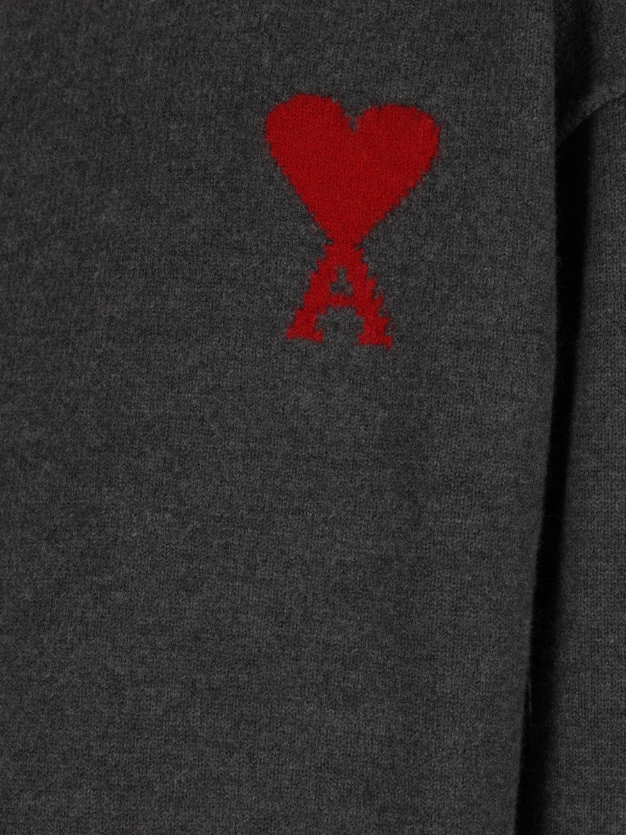 Ami Paris Unisex Maglia in Lana Con Grey
