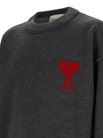 Ami Paris Unisex Maglia in Lana Con Grey
