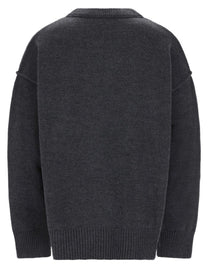 Ami Paris Unisex Maglia in Lana Con Grey