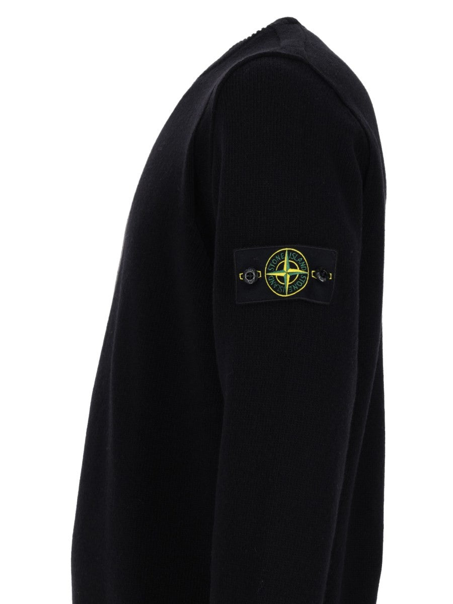 Stone Island Men's Maglia in Lana Con Patch Black
