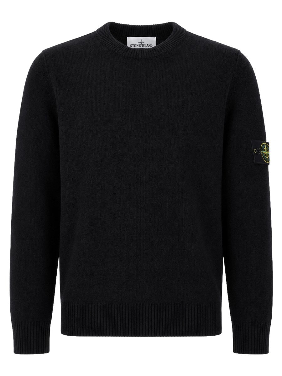 Stone Island Men's Maglia in Lana Con Patch Black