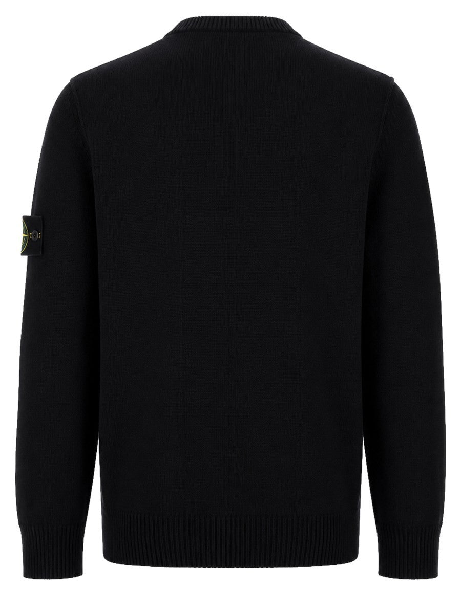 Stone Island Men's Maglia in Lana Con Patch Black