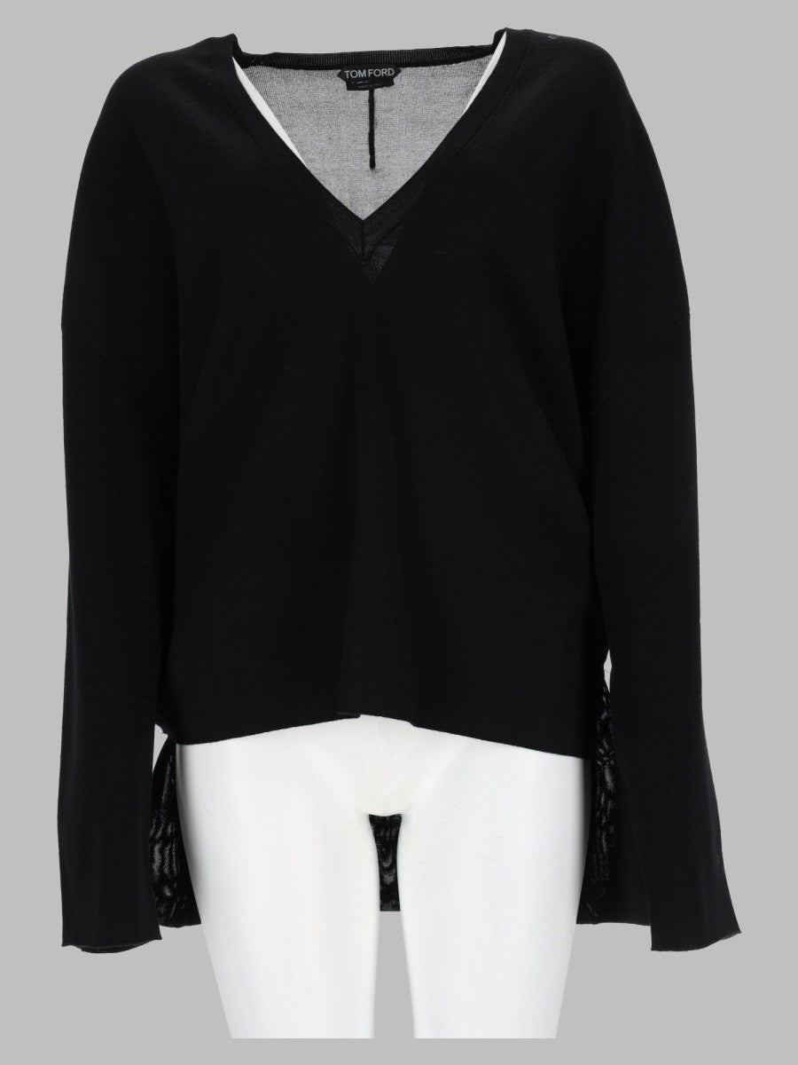 Tom Ford Women's Maglia in Lana Con Scollo Black