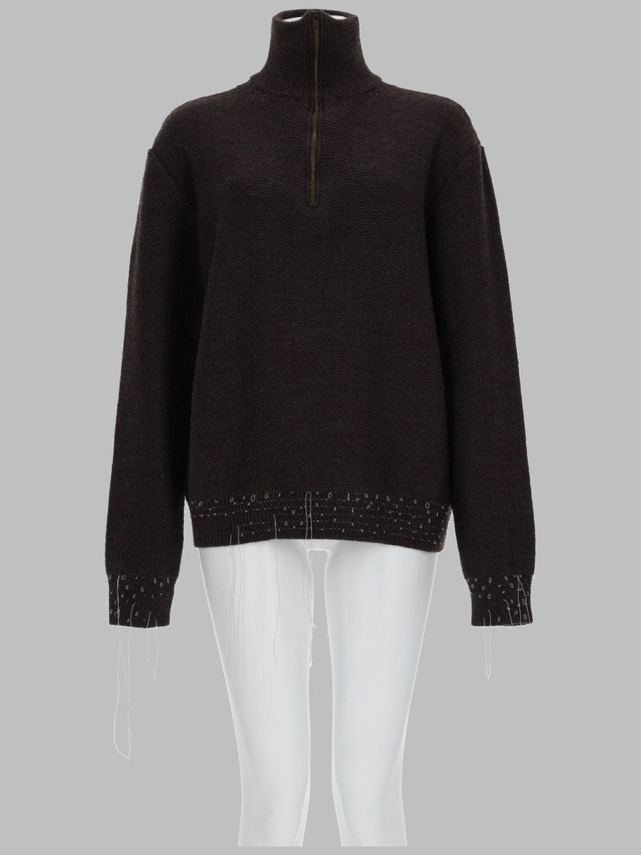 Maison Margiela Women's Maglia in Lana Con Zip UN Quarto Brown