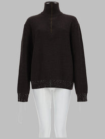 Maison Margiela Women's Maglia in Lana Con Zip UN Quarto Brown