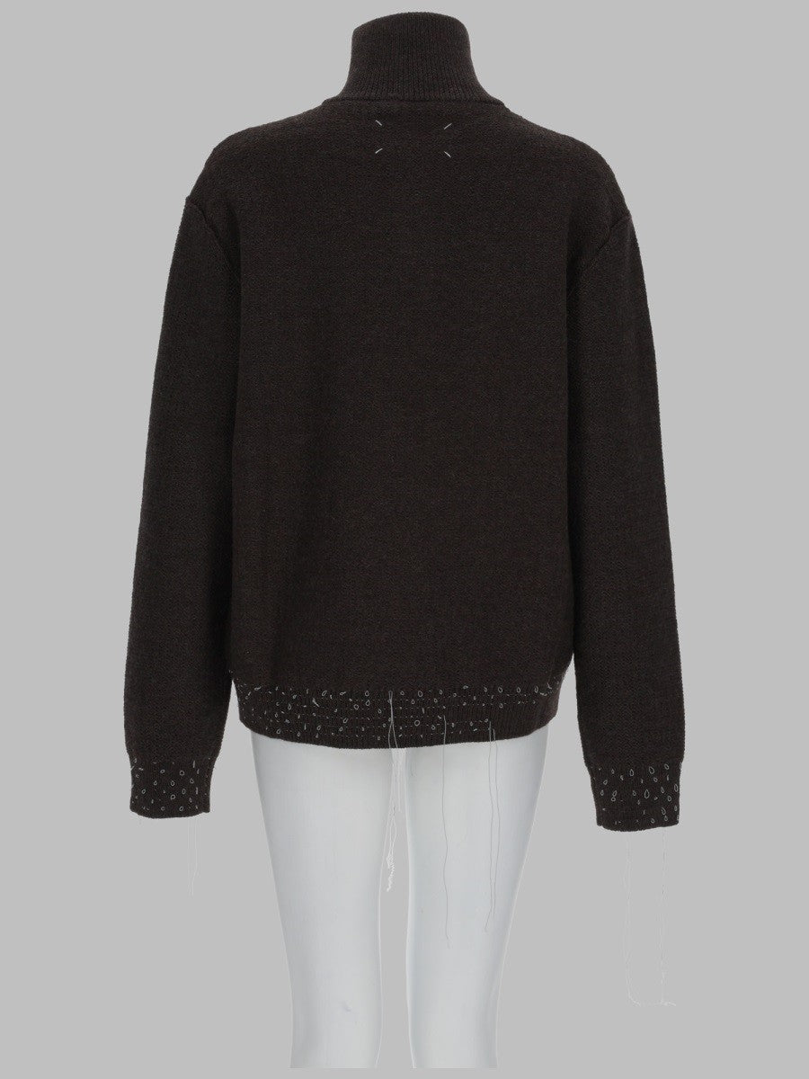 Maison Margiela Women's Maglia in Lana Con Zip UN Quarto Brown