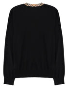 Burberry Men's Wool Merino Sweater with Neck Check Black, view 2