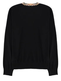 Burberry Men's Wool Merino Sweater with Neck Check Black, view 2
