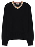 Burberry Men's Wool Merino Sweater with Neck Check Black