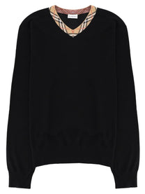 Burberry Men's Wool Merino Sweater with Neck Check Black