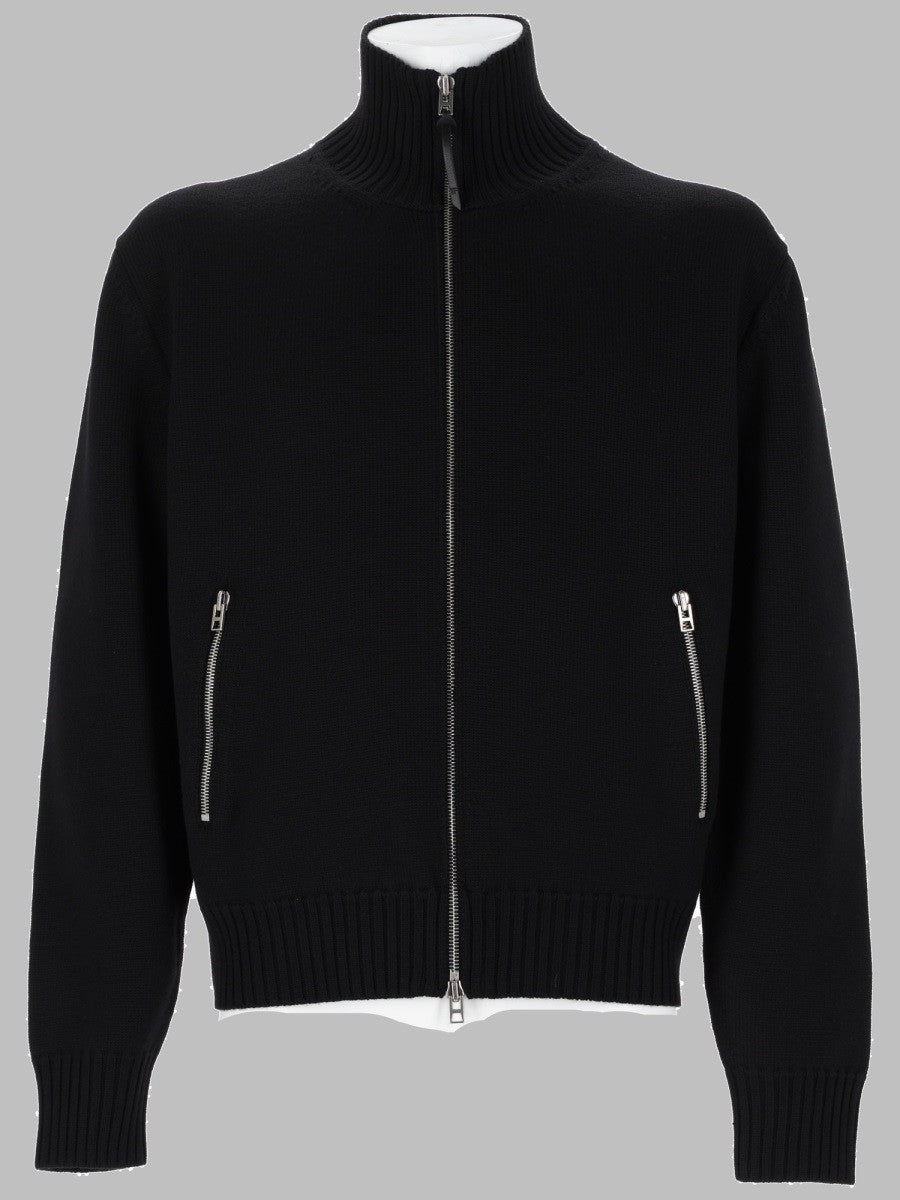 Tom Ford Men's Maglia in Lana Merino Con Zip Patch Black