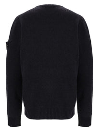 Stone Island Men's Alpaca Blend Wool Sweater with Patch Black