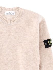 Stone Island Men's Alpaca Blend Wool Sweater with Patch Beige, view 3