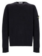 Stone Island Men's Alpaca Blend Wool Sweater with Patch Black