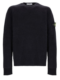 Stone Island Men's Alpaca Blend Wool Sweater with Patch Black