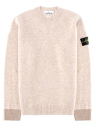 Stone Island Men's Alpaca Blend Wool Sweater with Patch Beige