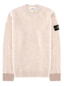 Stone Island Men's Alpaca Blend Wool Sweater with Patch Beige