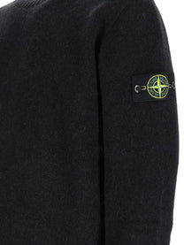 Stone Island Men's Alpaca Blend Wool Sweater with Patch Black