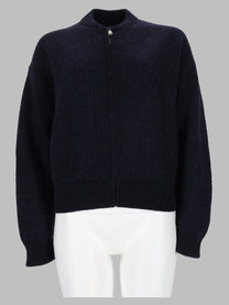Fabiana Filippi Women's Maglia in Misto Lana Cotone Con Zip Blue
