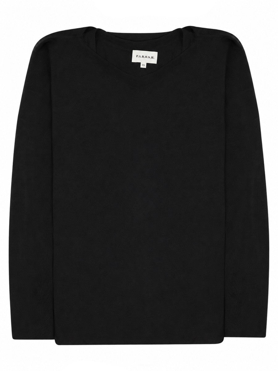 P.A.R.O.S.H Women's Maglia in Misto Lino Black