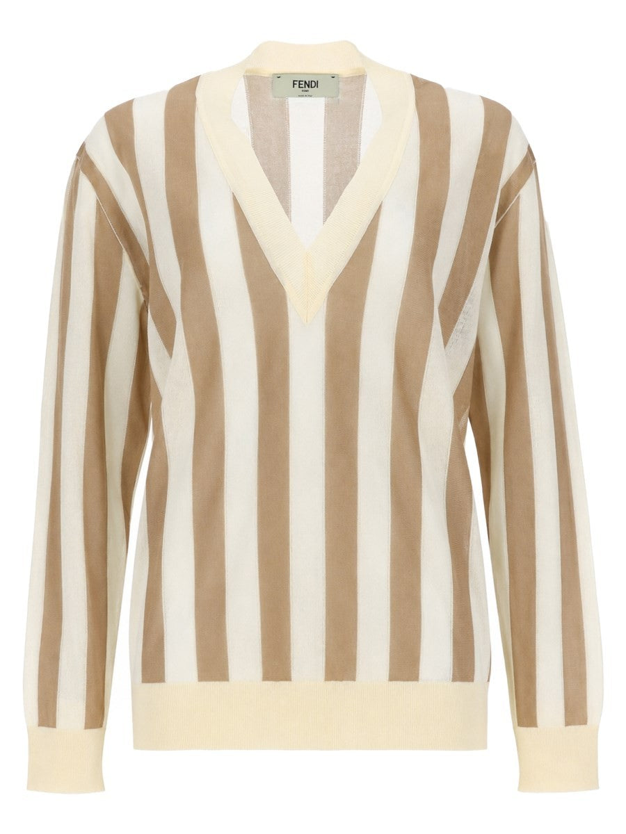 Fendi Women's Maglia in Seta Pequin Beige