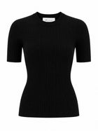 Ami Paris Women's Viscose Ribbed Sweater Black