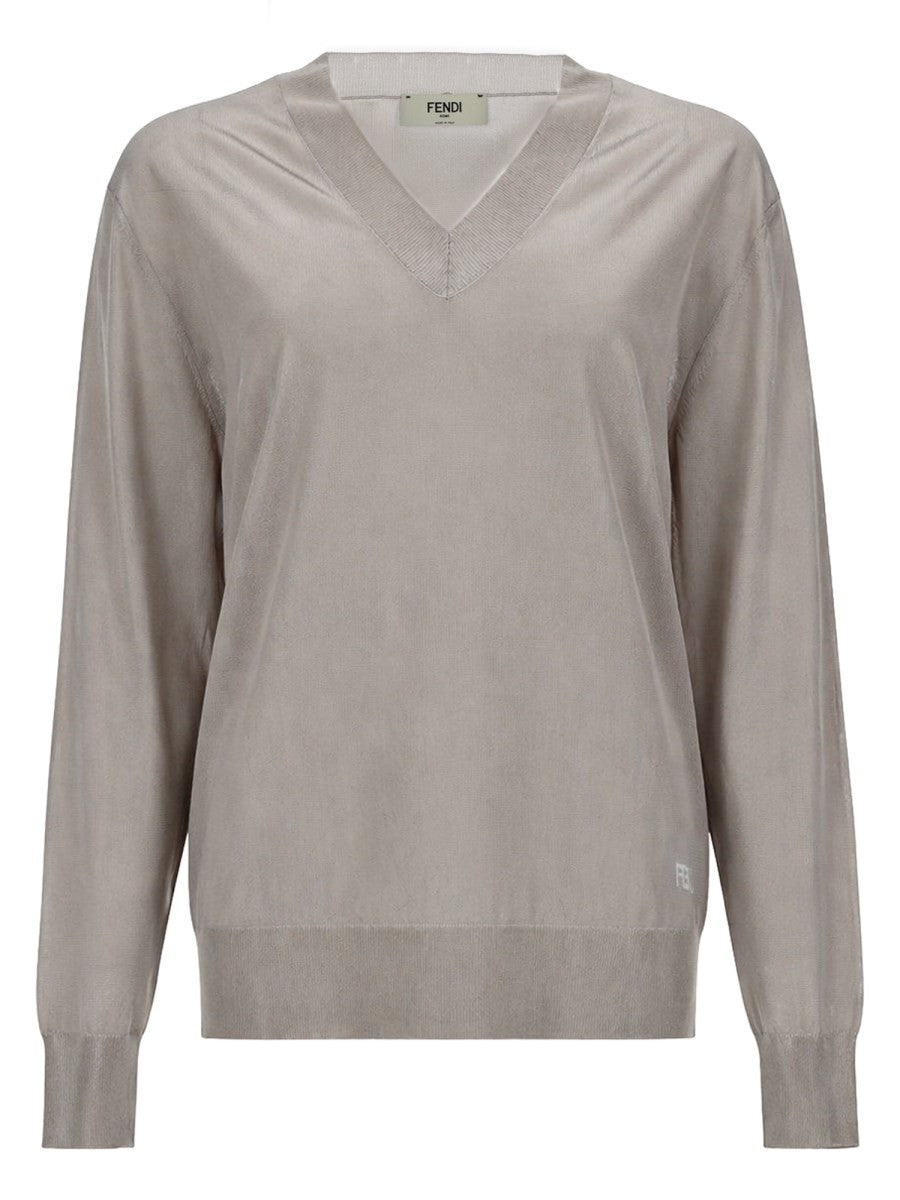 Fendi Women's Maglia in Viscosa Lucida Grey