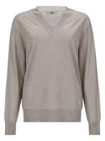 Fendi Women's Maglia in Viscosa Lucida Grey