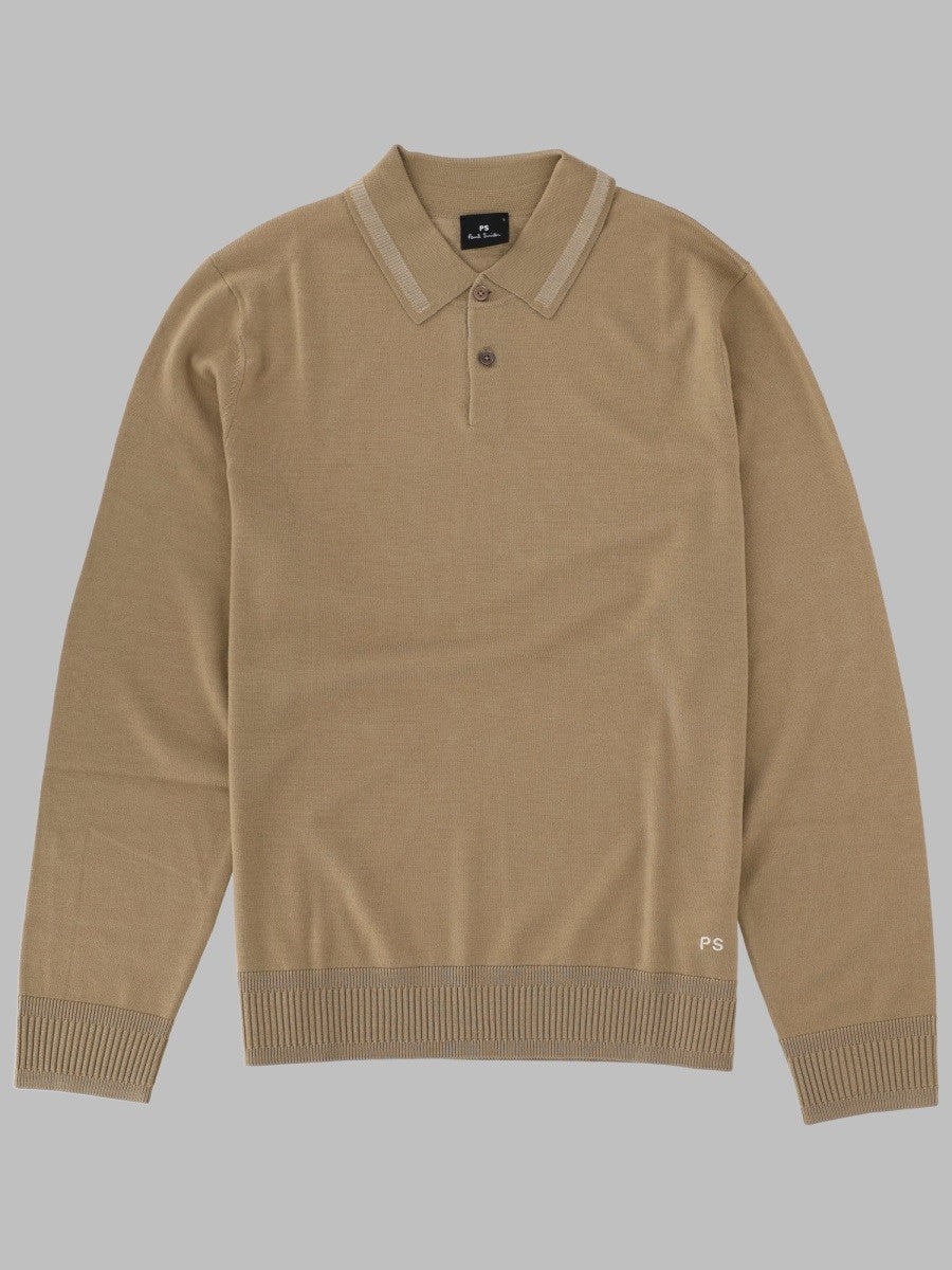 Ps By Paul Smith Men's Maglia Polo in Lana Merino Brown