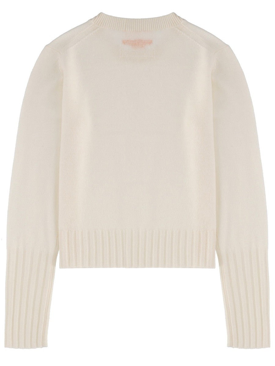 Guest In Residence Women's Shrunken Crew Sweater White, view 2