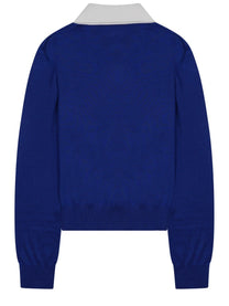 Celine Women's Maglia Stile Polo in Cashmere Sottile Seta Blue