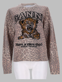 Ganni Women's Maglia Tiger Con Beige