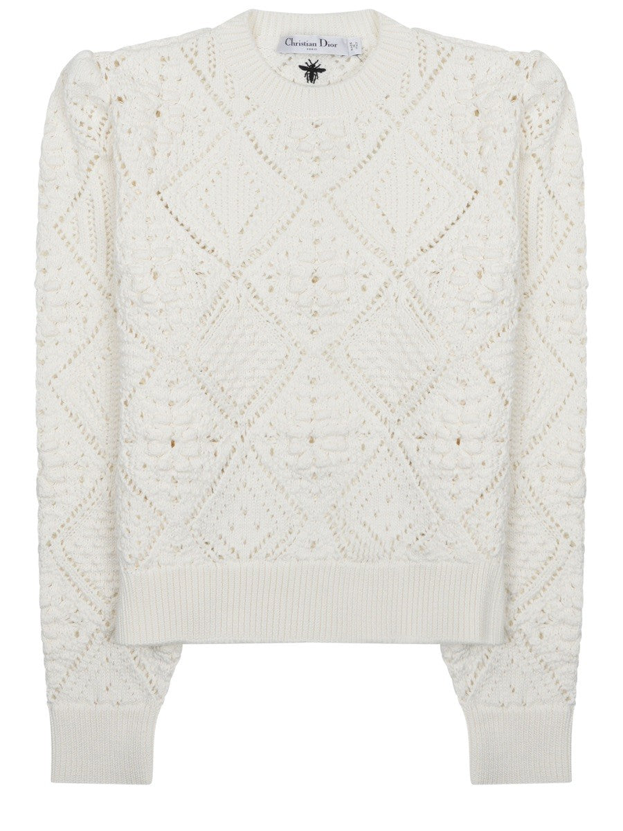 Dior Women's Maglia Traforata in Cotone White
