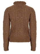 Moncler Grenoble Women's Alpaca Blend Perforated Sweater Brown