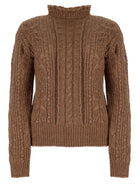 Moncler Grenoble Women's Alpaca Blend Perforated Sweater Brown
