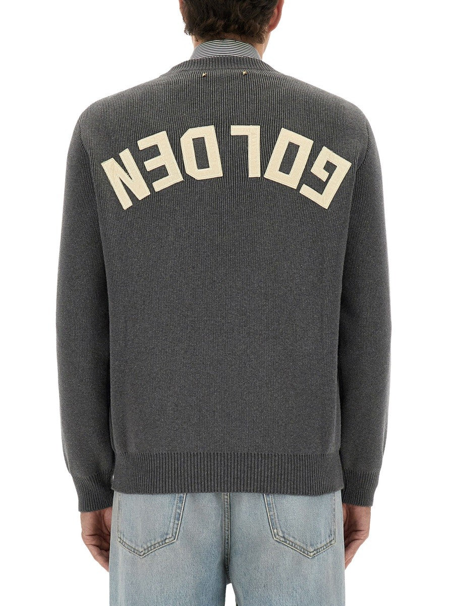 Golden Goose Men's Sweater with Scritta Sul Retro Grey, view 3