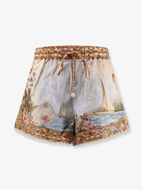 Zimmermann Women's Mahon Multicolor Linen Shorts Gold