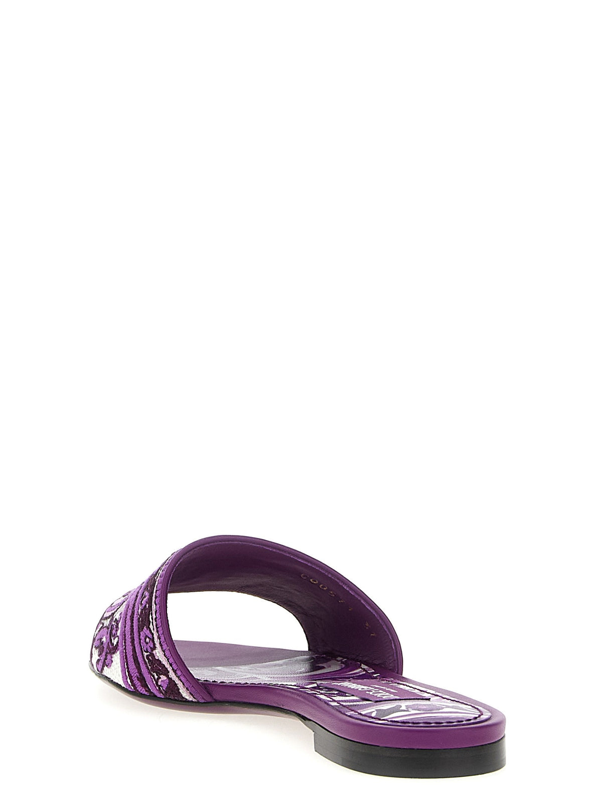 Dolce &amp; Gabbana Maiolica Embroidery Slides Purple, view 3