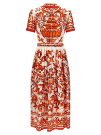 Dolce&amp;Gabbana Maiolica Print Dress Orange