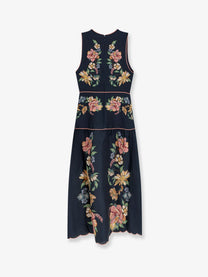 FARM Rio Women's Maira Long Linen Dress Blue