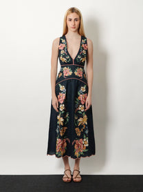FARM Rio Women's Maira Long Linen Dress Blue