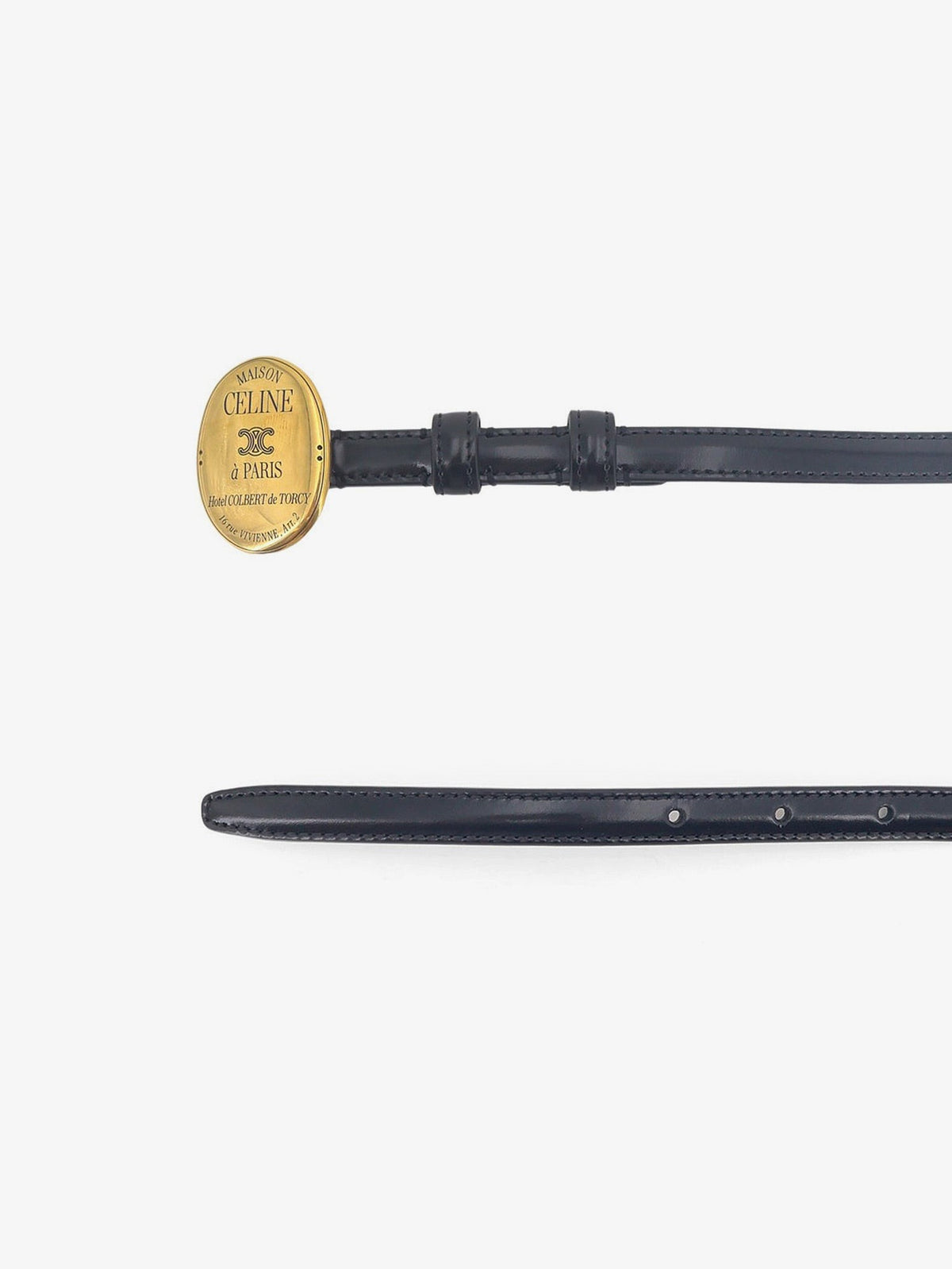 Celine Women's Maison Celine Micro Leather Belt Black, view 2