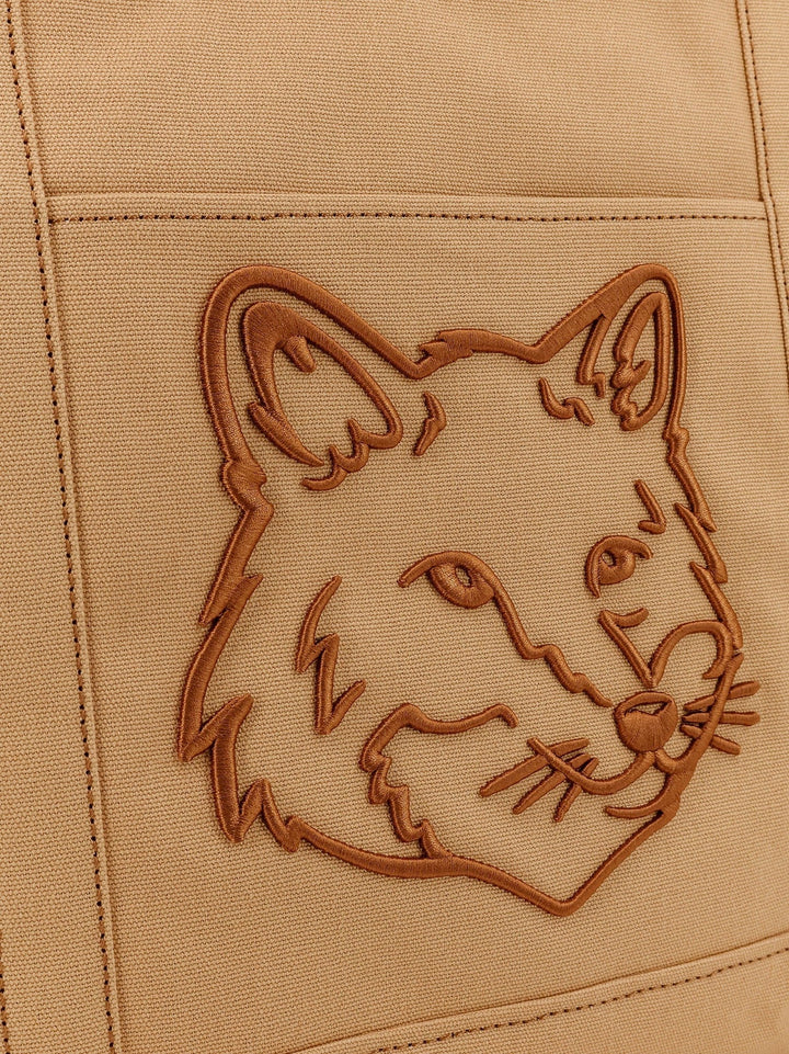 Maison Kitsune - Canvas Handbag With Fox Head Embroidery - Home->Man->Bags->Handbags