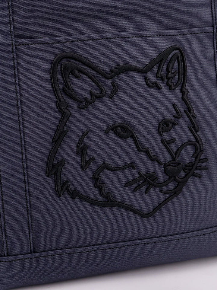 Maison Kitsune - Canvas Handbag With Fox Head Embroidery - Home->Man->Bags->Handbags