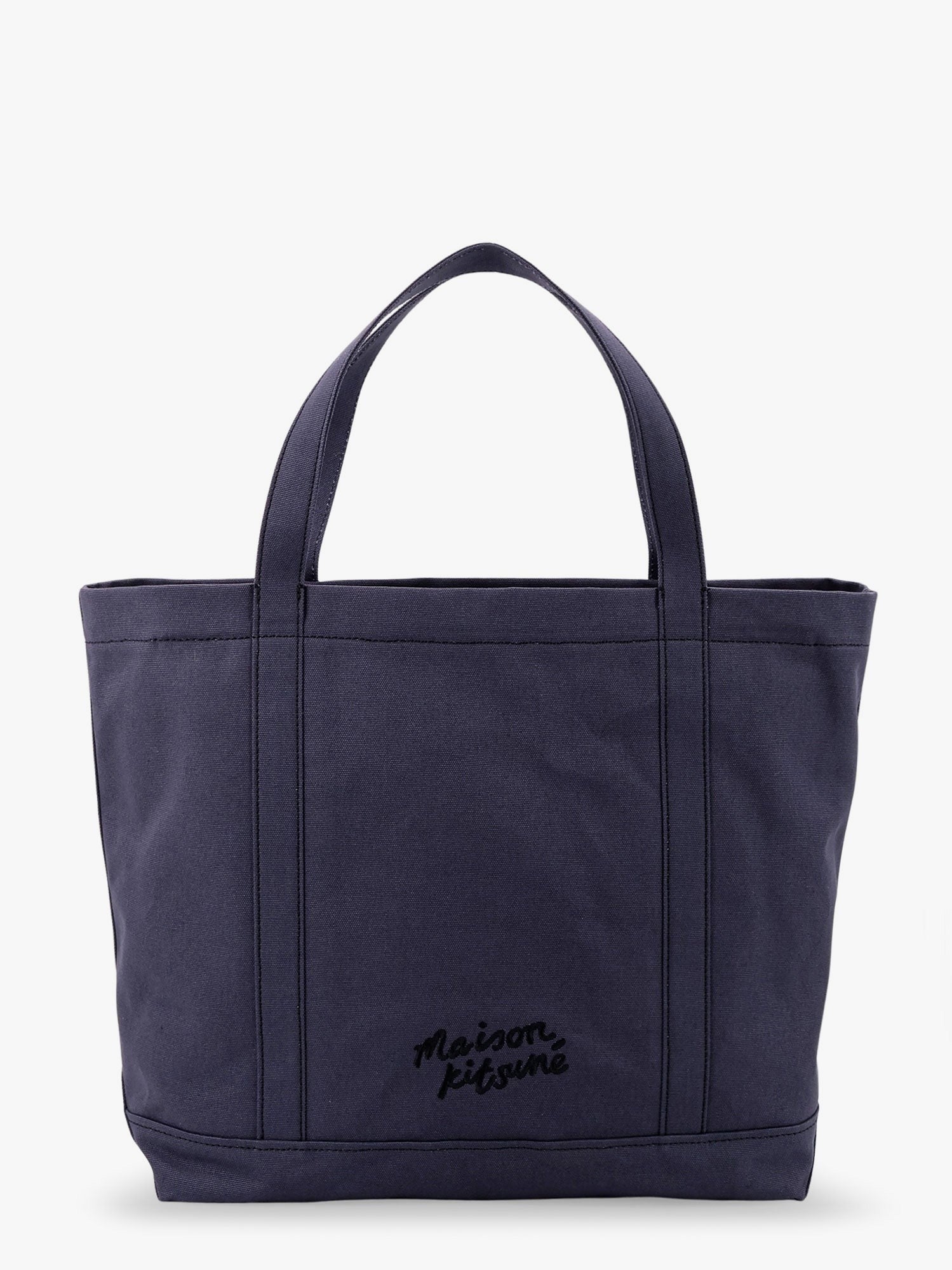Maison Kitsune - Canvas Handbag With Fox Head Embroidery - Home->Man->Bags->Handbags